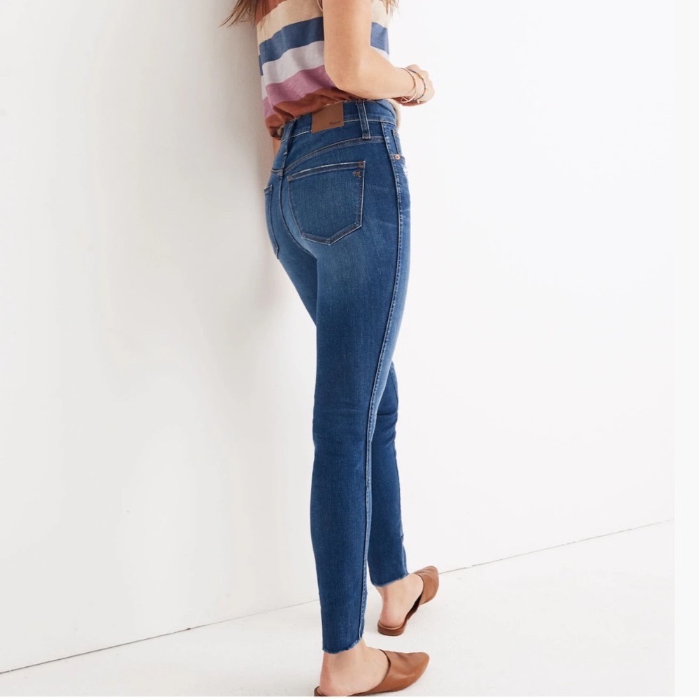 Madewell 10 High-Rise‎ Skinny Jeans Blue Button Fly Distressed J7914 Womens 28